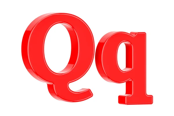 Inglés rojo letra Q con serifs, 3D rendering —  Fotos de Stock