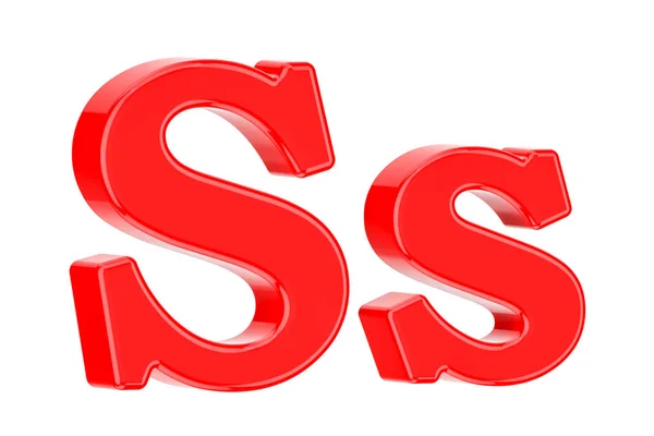 Engelse rode letter S met schreven, 3D-rendering — Stockfoto