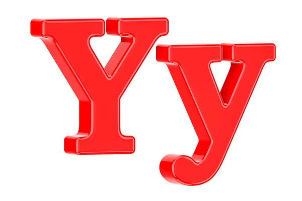 Lettera inglese rossa Y con serif, rendering 3D — Foto Stock