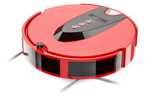 Modern red robotic vacuum cleaner, 3D rendering — Stock Photo, Image