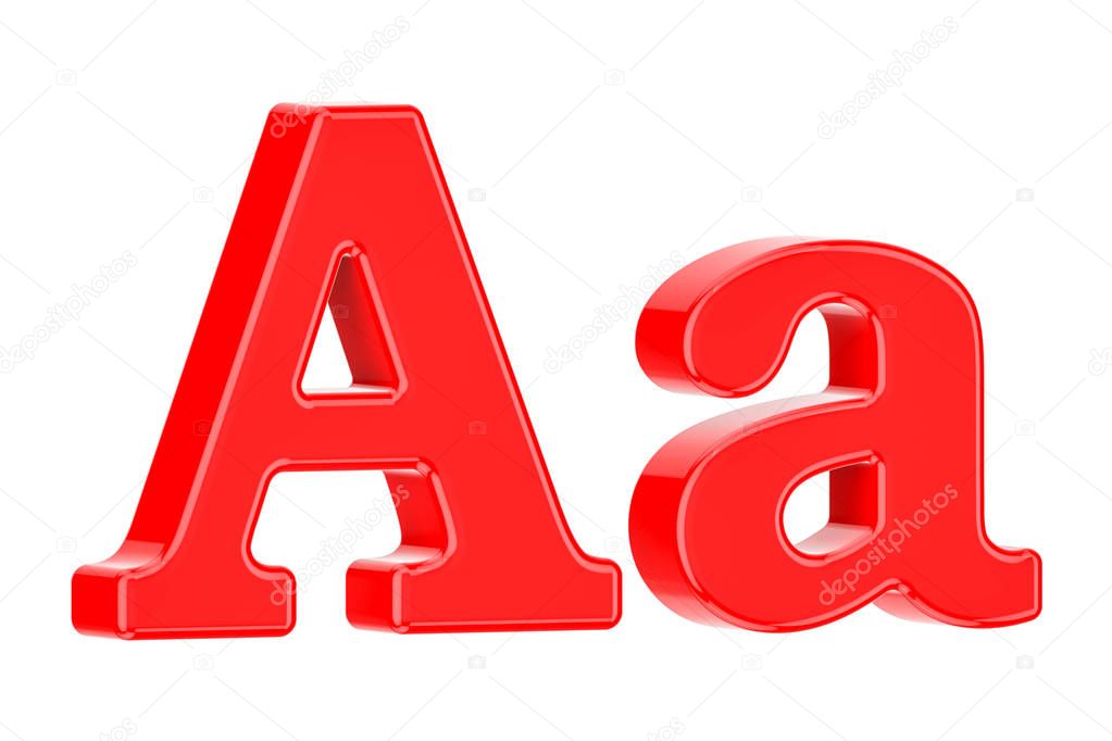 English red letter A, 3D rendering isolated on white background