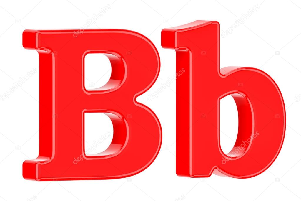English red letter B, 3D rendering isolated on white background