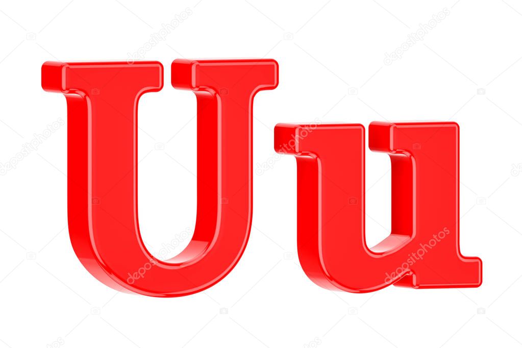 English red letter U with serifs, 3D rendering