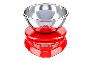 Dijital kırmızı mutfak terazisi, 3d render