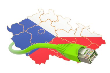Çek Cumhuriyeti kavramı Internet bağlantısı. 3D render