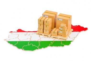 Nakliye ve teslimat Macaristan konsepti, 3d render