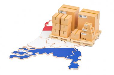 Nakliye ve teslimat Hollanda konsepti, 3d render
