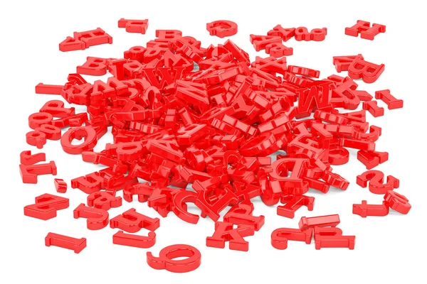 Montón de letras rojas, representación 3D — Foto de Stock