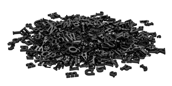 Gramada de litere negre, redare 3D — Fotografie, imagine de stoc