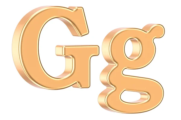 Lettre dorée anglaise G avec sérifs, rendu 3D — Photo