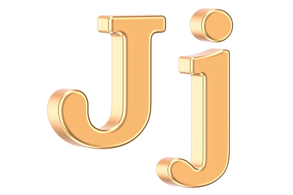 Inglés golden letter J with serifs, 3D rendering —  Fotos de Stock