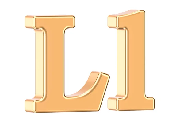 Inglés golden letter L with serifs, 3D rendering — Foto de Stock