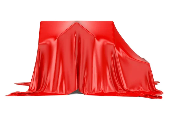Hem omfattas rött tyg, 3d-rendering — Stockfoto