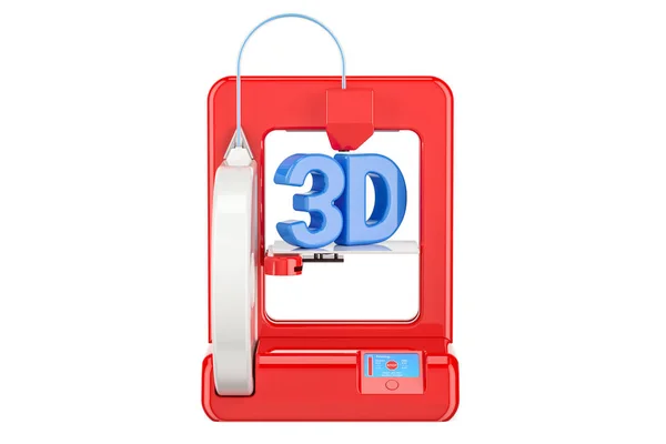 Moderna stampante 3D rossa, rendering 3D — Foto Stock