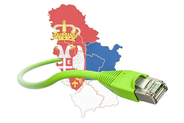 Internet kapcsolat-ban Szerbia koncepció. 3D-leképezés — Stock Fotó