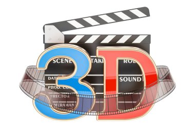 Film clapper kurulu, 3d render ile 3D Sinema kavramı