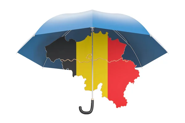 Belgische Landkarte unter Dach und Fach. Sicherheit und Schutz oder Versicherung co — Stockfoto