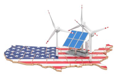 Yenilenebilir enerji ve ABD, sürdürülebilir kalkınma kavramı. 3D