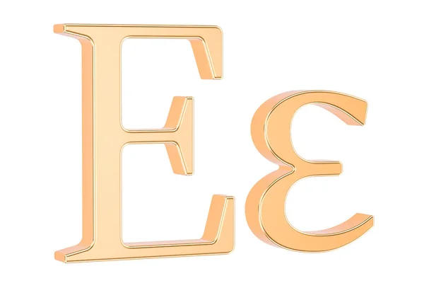 Golden Greek letter epsilon, 3D rendering — Stock Photo, Image