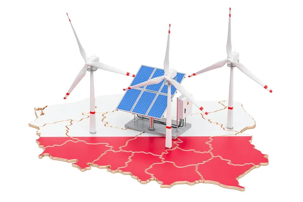 Förnybar energi och hållbar utveckling i Polen, koncept. — Stockfoto