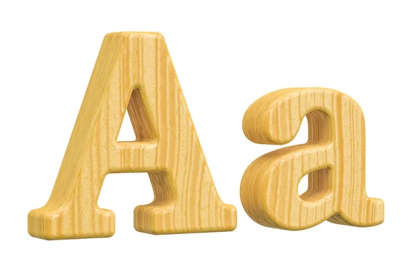 Carta de madeira inglesa A com serifs, renderização 3D — Fotografia de Stock