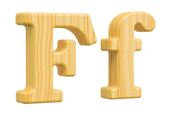 Lettre en bois anglaise F avec sérifs, rendu 3D — Photo