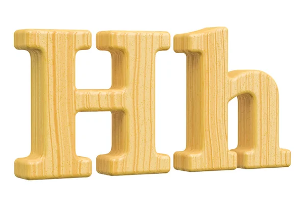 Carta de madeira inglesa H com serifs, renderização 3D — Fotografia de Stock