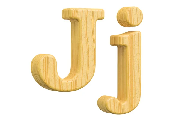 Engelse houten letter J met schreven, 3D-rendering — Stockfoto