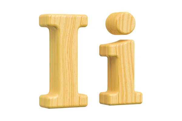 Lettera in legno inglese I con serif, rendering 3D — Foto Stock