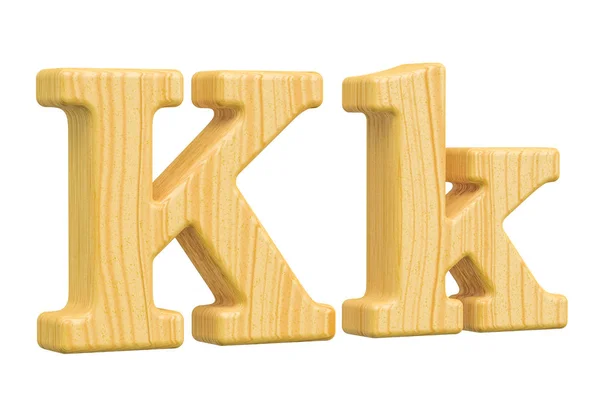 English wooden letter K with serifs, 3D rendering — Stock Photo, Image