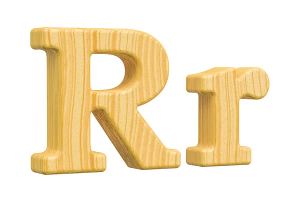 English wooden letter R with serifs, 3D rendering — Stock Photo, Image