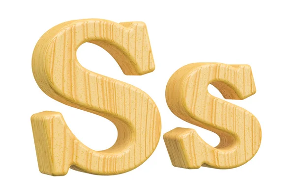 Engelse houten letter S met schreven, 3D-rendering — Stockfoto