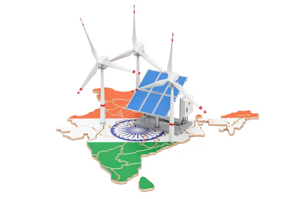 Obnovitelné zdroje energie a udržitelný rozvoj v Indii, koncepce. — Stock fotografie
