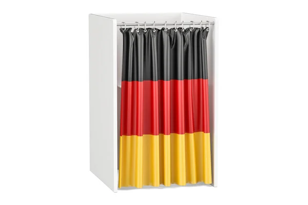 Vote in Germany concept, voting booth with German flag, 3D rende — Stock Photo, Image