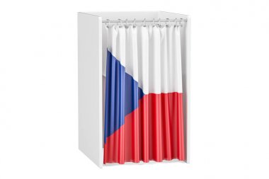 Çek Cumhuriyeti kavramı, bayrak, 3d rende ile oylama standında oy