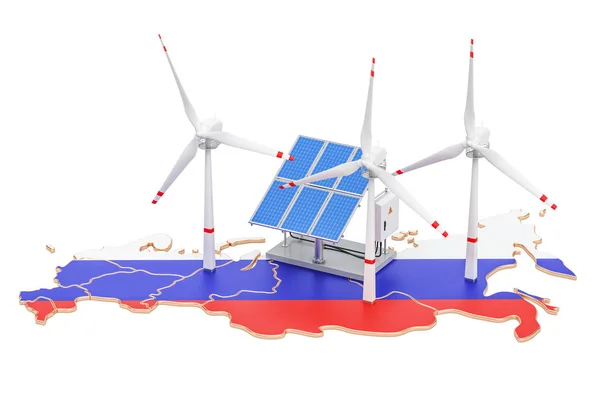 Förnybar energi och hållbar utveckling i Ryssland, koncept. — Stockfoto