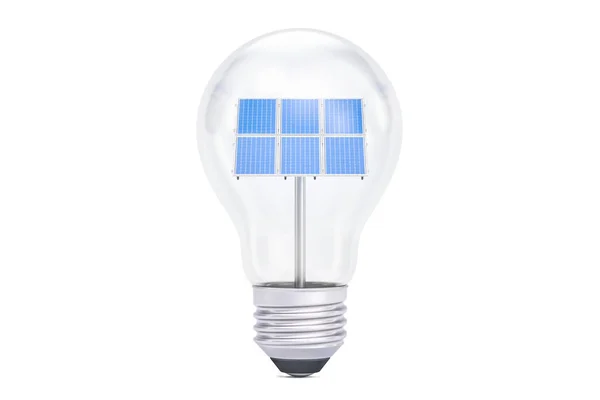 Solpaneler inuti lampa, Green Eco energikoncept. 3D ren — Stockfoto
