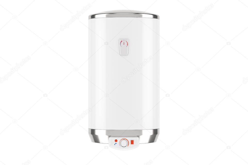 white tank electric water heater or boiler, 3D rendering