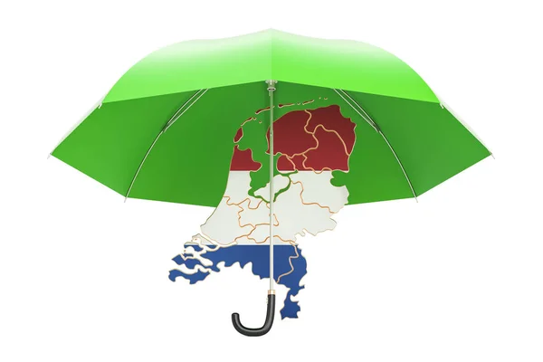 Hollanda Haritası şemsiyesi altında. Güvenlik ve koruma veya insuranc — Stok fotoğraf