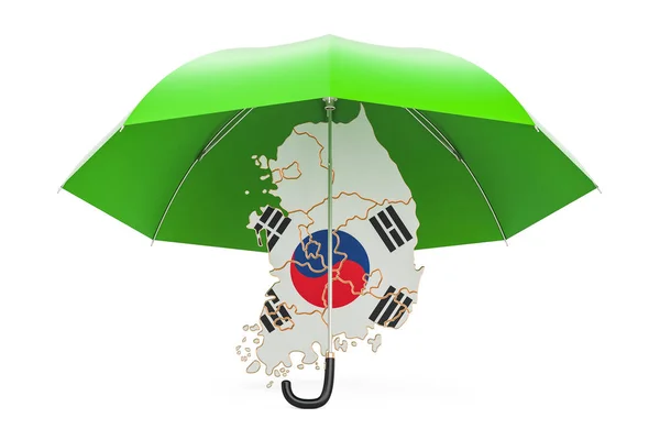 Güney Kore Haritası şemsiyesi altında. Güvenlik ve koruma veya insuranc — Stok fotoğraf