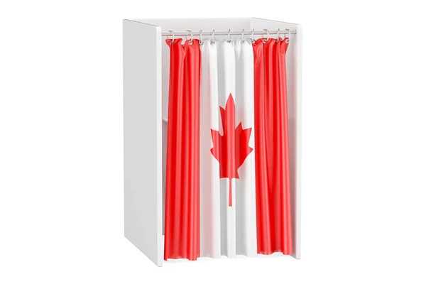 Vote in canada concept, wahlkabine mit kanadischer flagge, 3d rend — Stockfoto