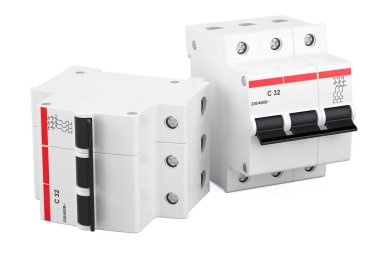 Üç ayaklı minyatür devre kesiciler, 3d render