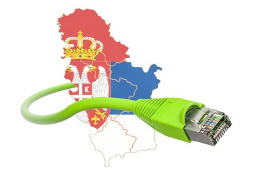 Sırbistan kavramı Internet bağlantısı. 3D render