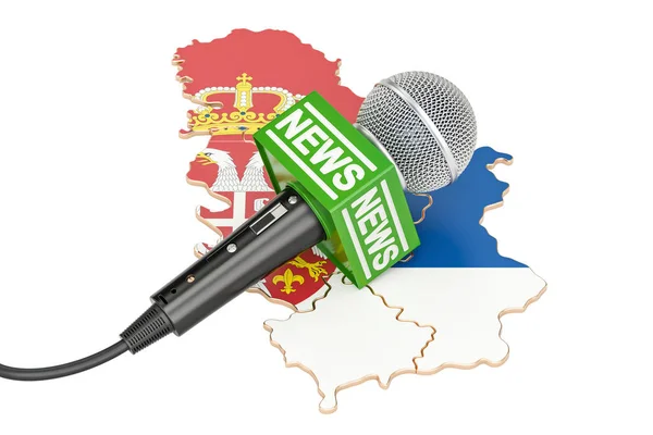 Serbe Nouvelles concept, microphone nouvelles sur la carte de la Bulgarie. 3D — Photo