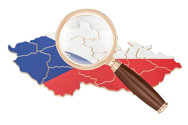 Чеська Республіка під збільшувальним склом, аналіз концепції, 3d-б — стокове фото