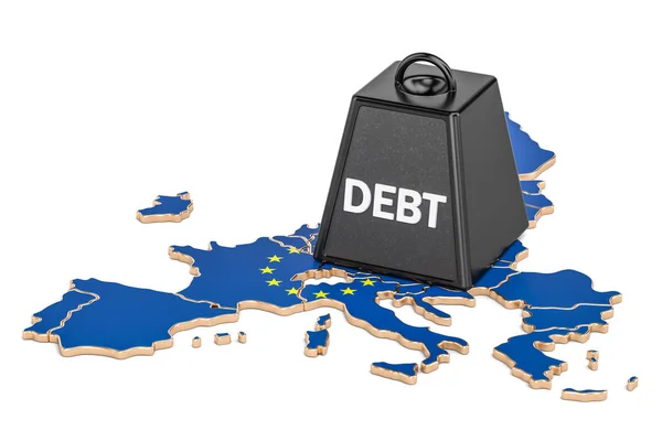 Európai adósságválság vagy a költségvetési hiány, a pénzügyi válság fogalma, a 3d-re — Stock Fotó