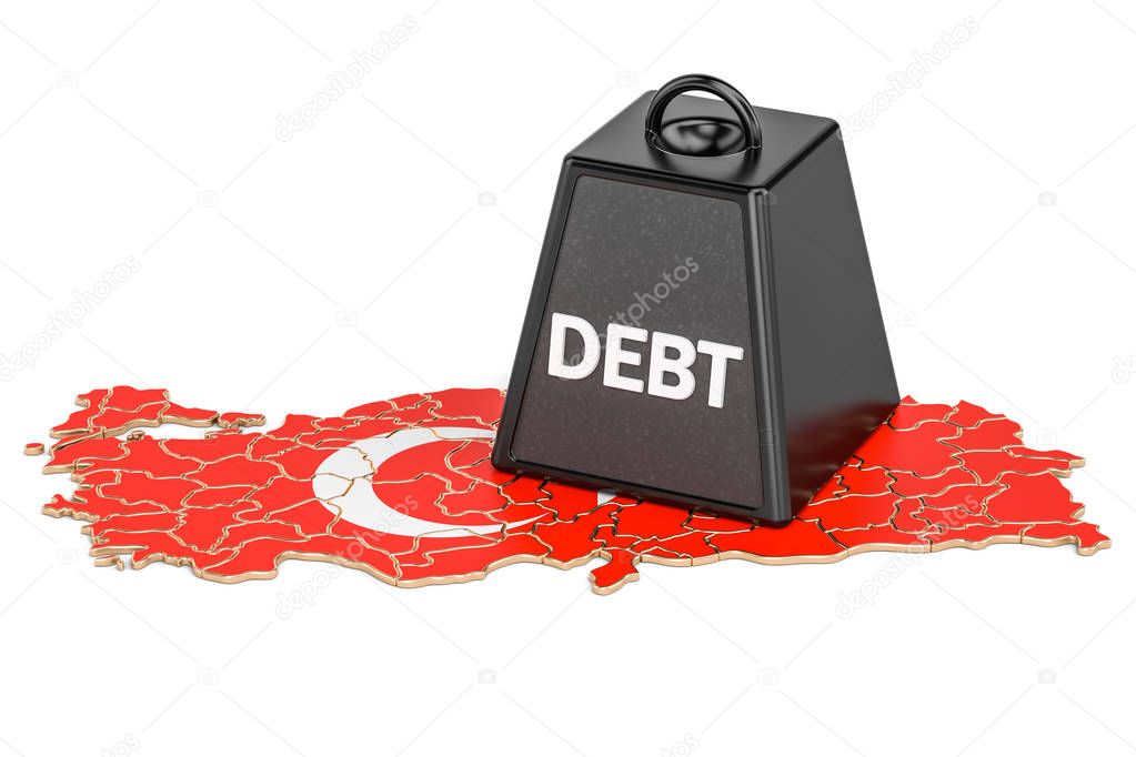 Turkish national debt or budget deficit, financial crisis concep