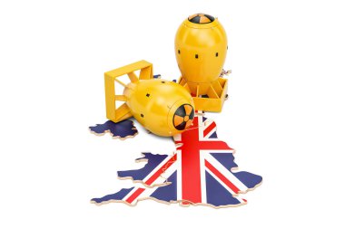 Nükleer silah konsepti, 3d render ile İngiliz harita