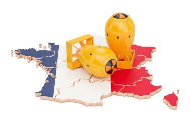 Nükleer silah konsepti, 3d render ile Fransız harita