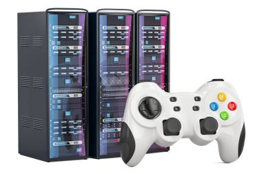 Gamepad, 3d render ile oyun sunucuları kavramı